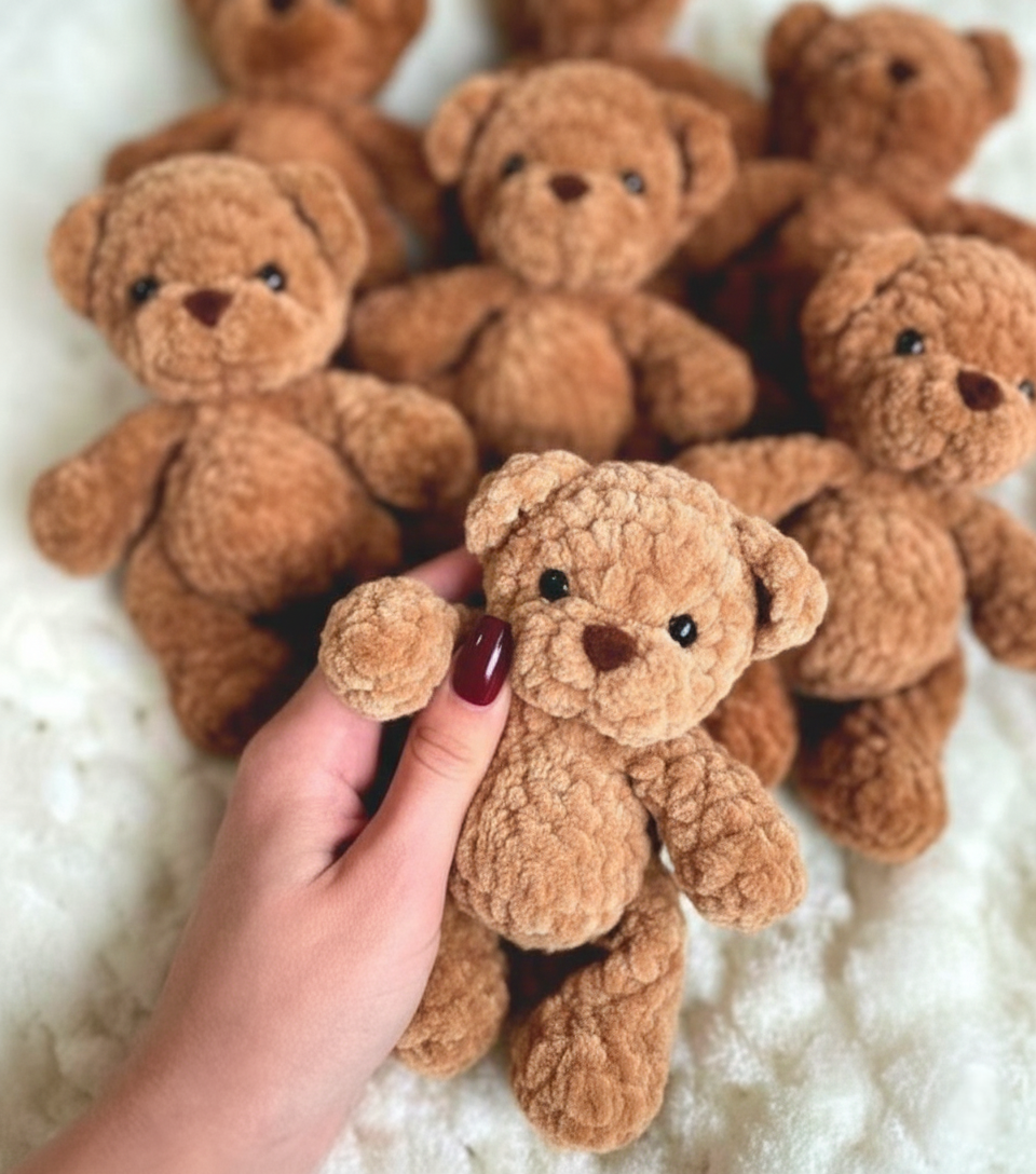 Mini Teddy Bear Crochet Pattern, Amigurumi Keychain Plush Toy (PDF)