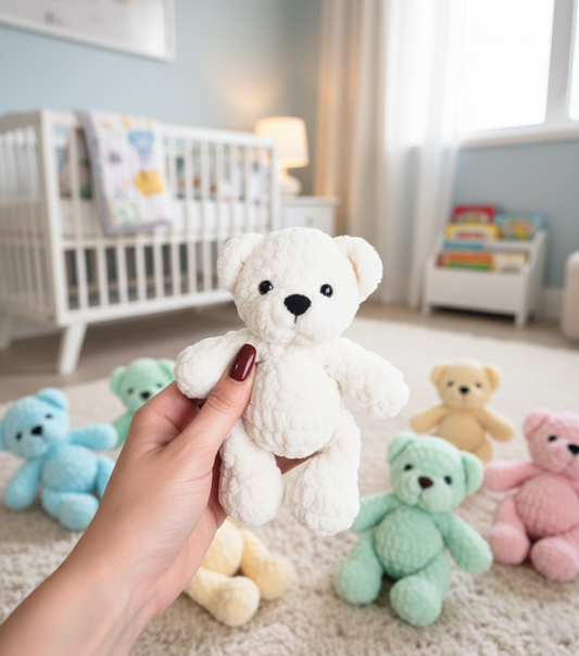 Mini Teddy Bear Crochet Pattern, Amigurumi Keychain Plush Toy (PDF)